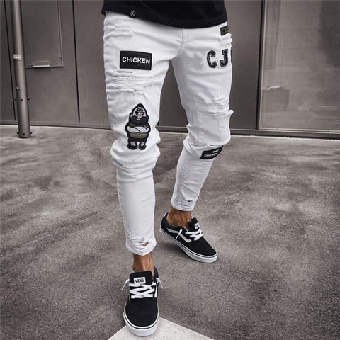 Men's Fashion Vintage Ripped Jeans Super