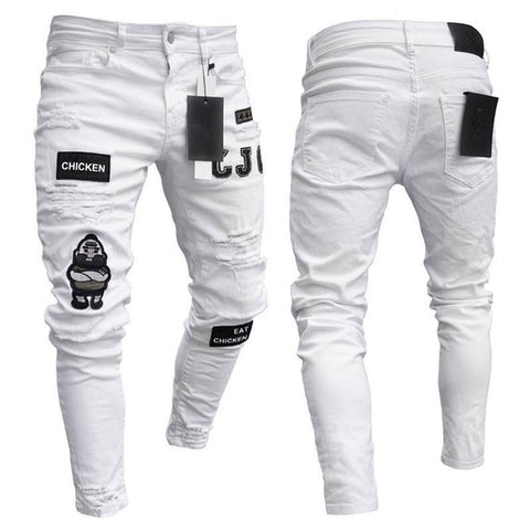 Men's Fashion Vintage Ripped Jeans Super