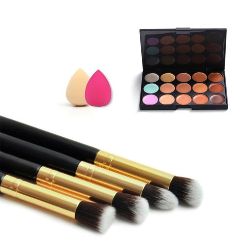 Pro Makeup Sets 15 Color Concealer Palette +4pcs makeup Kit